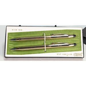 Vintage Cross Classic No. 6601 12K Gold Filled Pen/Pencil Set in Original Case